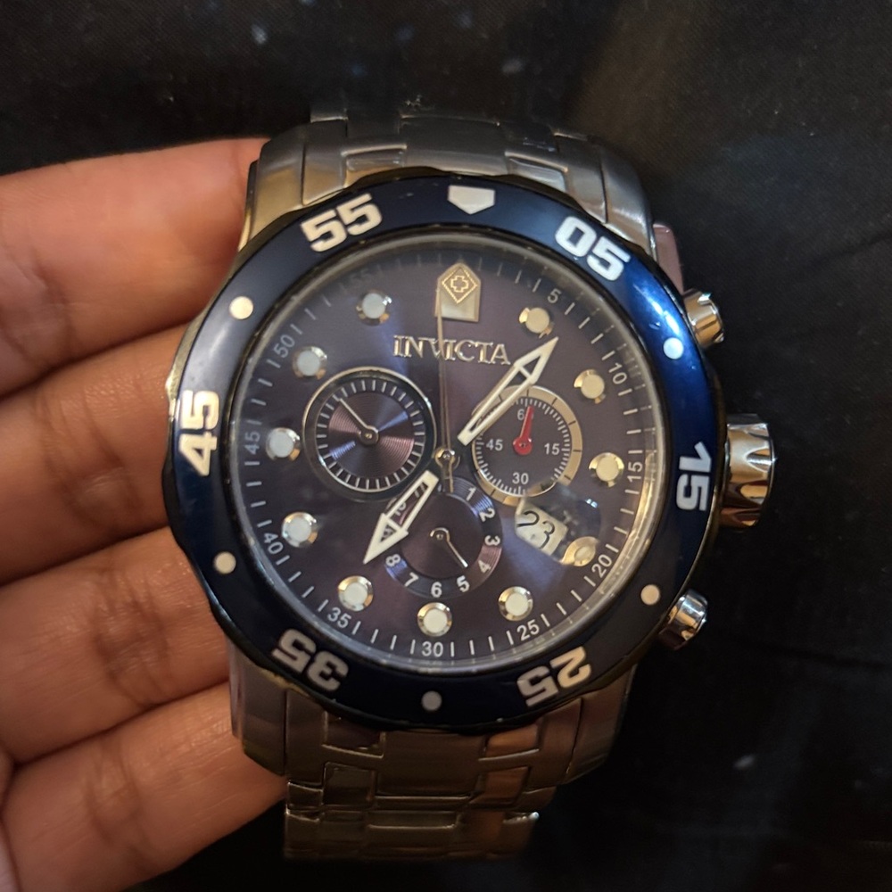 Invicta Navy and Silver Dive Watch